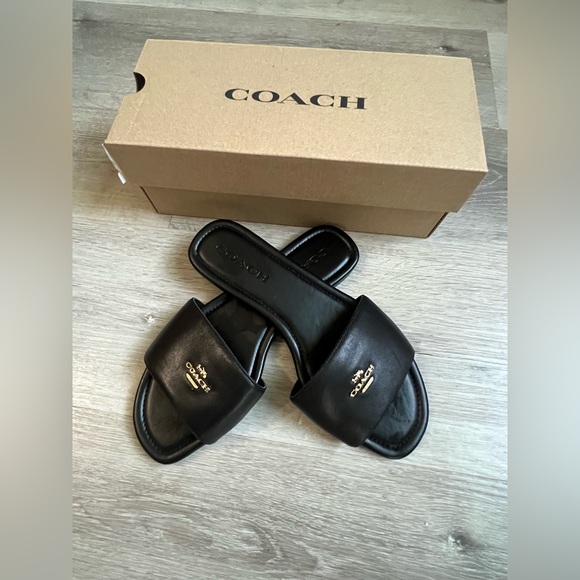 Coach Black Slide Sandals - Picture 1 of 5